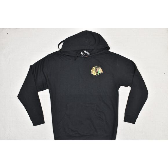 NEW Fanatics NHL Chicago Blackhawks Hoodie Black Regular Size L Cotton Blend - Picture 3 of 8